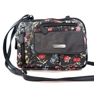 MultiSac Floral Crossbody Bag Organizer Multi Pocket Black NWT Style